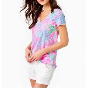 Lilly Pulitzer Etta Vibrant Pink and Blue Women's Top